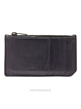 🔴 SLP Fragment Zip Card Holder Wallet - Black Leather
